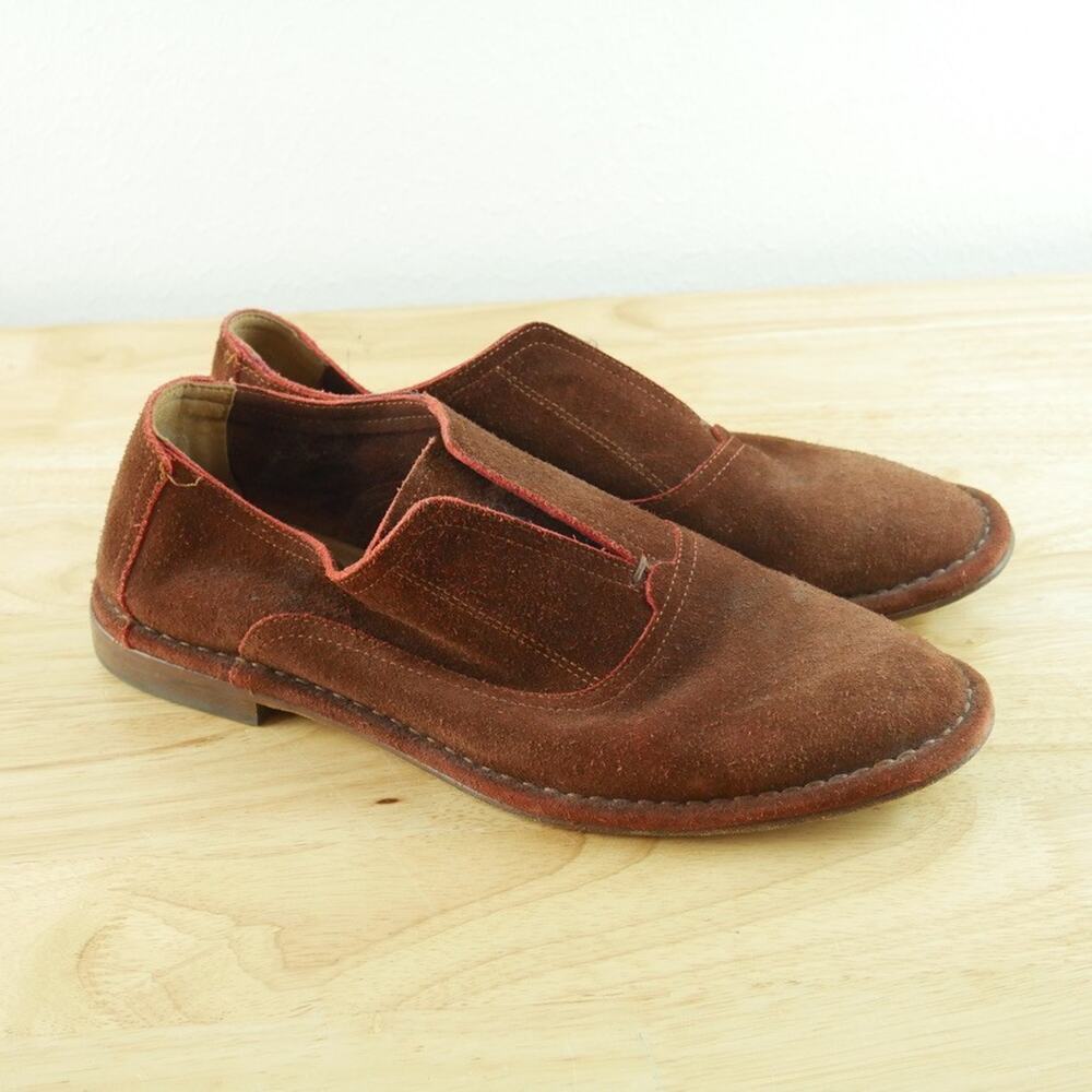 Trask Avery Slip On Loafers Brown Suede Oxford Minimal Euro Summer Size 10